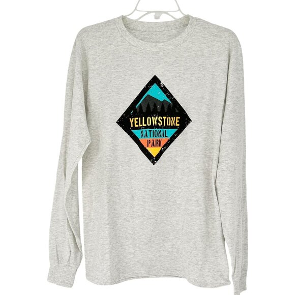 Yellowstone National Park T-Shirt Small Long Sleeve Heather Gray by Xanterra - Picture 1 of 5